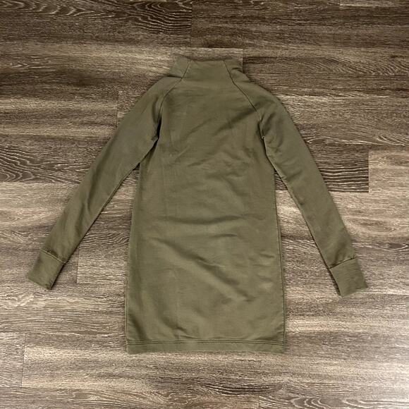 Marcella NYC Alani Olive Sweatshirt Dress Small Funnel Neck Zip Pullover Mini - Picture 15 of 16